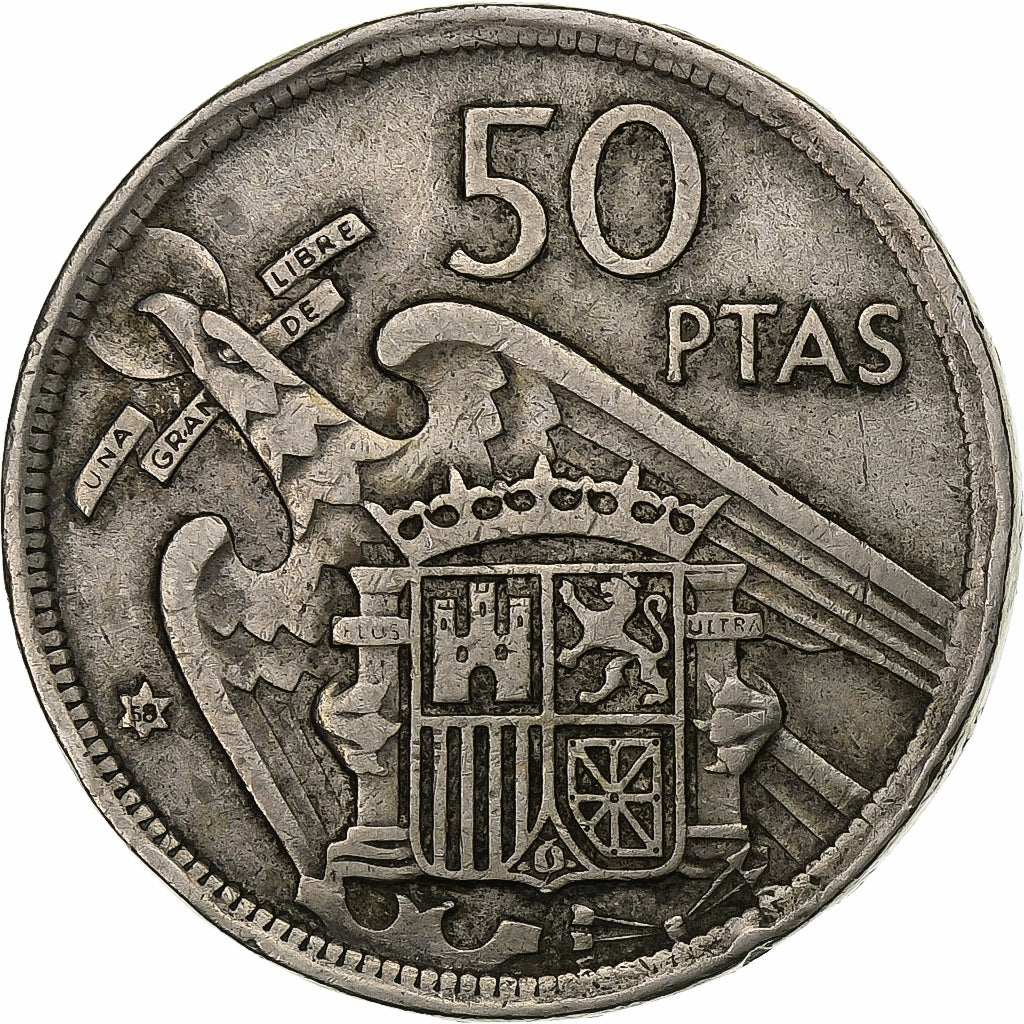 Hiszpania, Caudillo and regent, 50 Pesetas, 1958, Madrid, Miedź-Nikiel