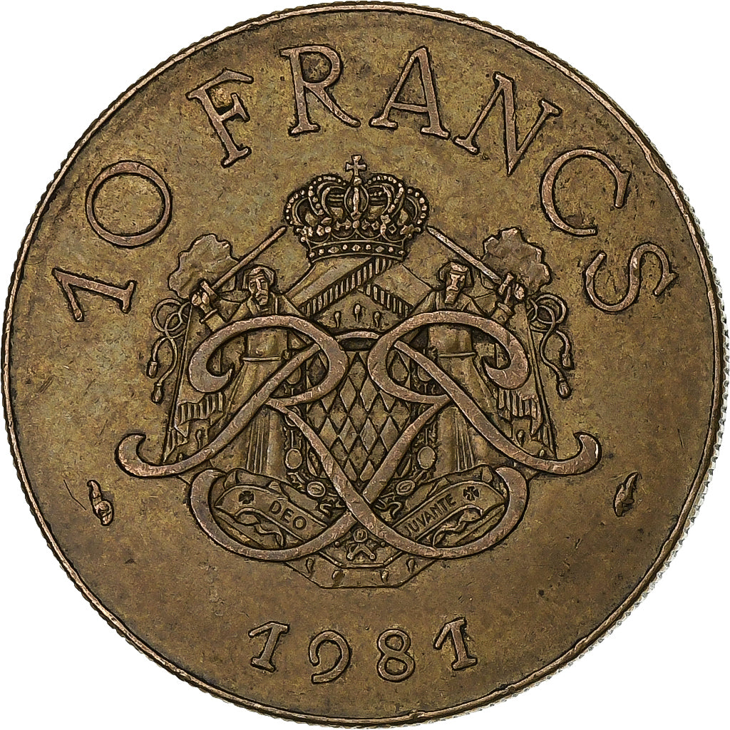 Monaco, Rainier III, 10 Francs, 1981, Copper-Nickel-Aluminum, EF(40-45)