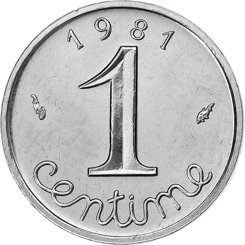 França, Centime, Épi, 1981, Paris, Aço Inoxidável, AU(55-58), Gadoury:91