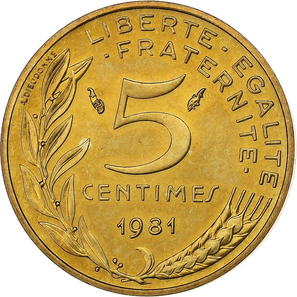 Francia, 5 Centimes, Marianne, 1981, Paris, Aluminio - bronce, EBC, Gadoury:175