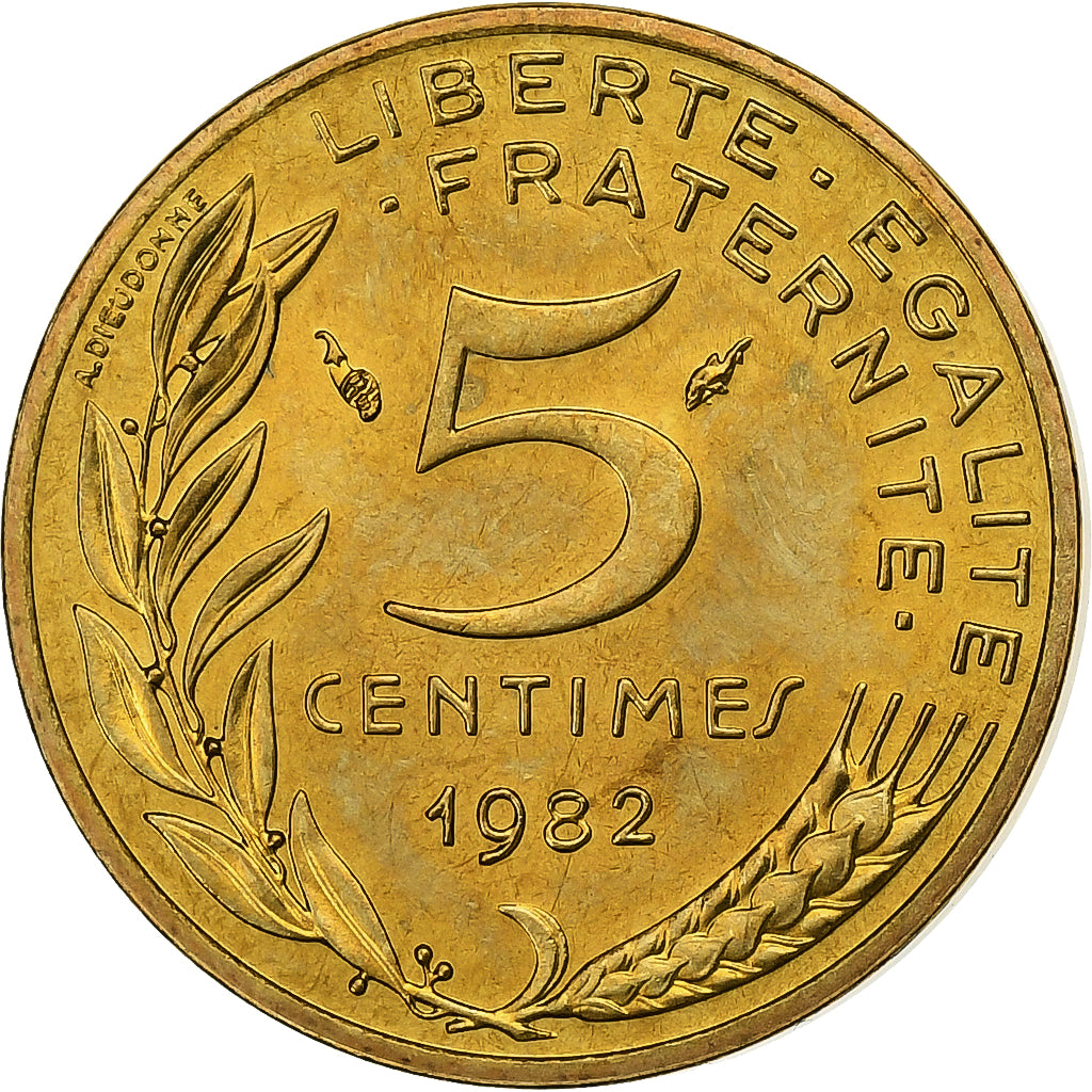 Frankrijk, 5 Centimes, Marianne, 1982, Paris, Aluminum-Bronze, PR, Gadoury:175