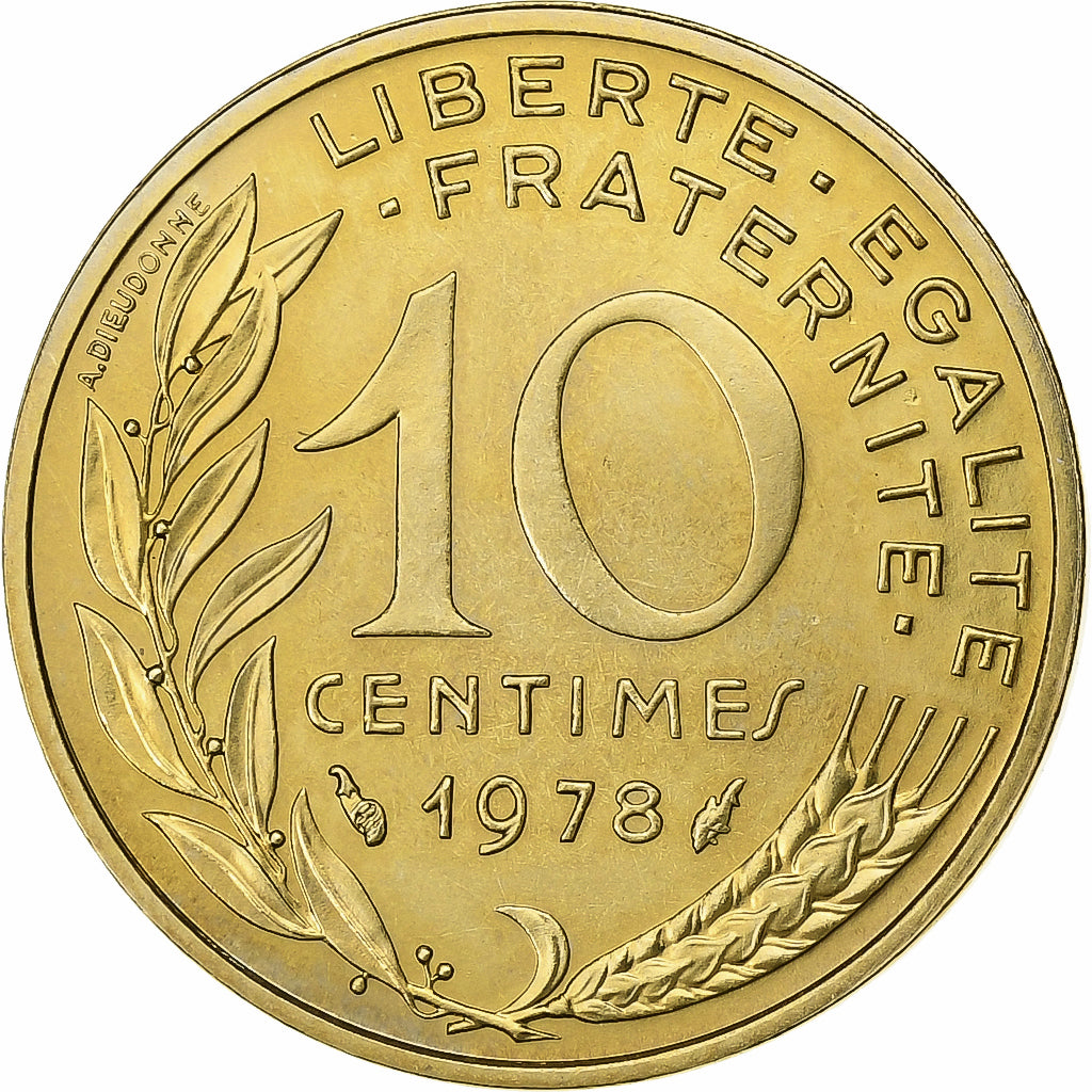 France, 10 Centimes, Marianne, 1978, Paris, Aluminum-Bronze, AU(55-58)