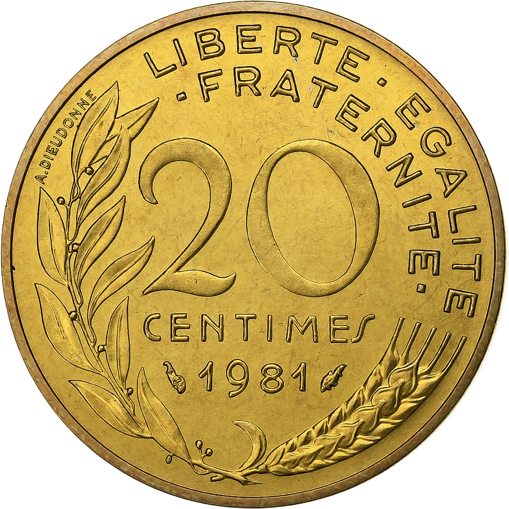 Francia, 20 Centimes, Marianne, 1981, Paris, Alluminio-bronzo, SPL-
