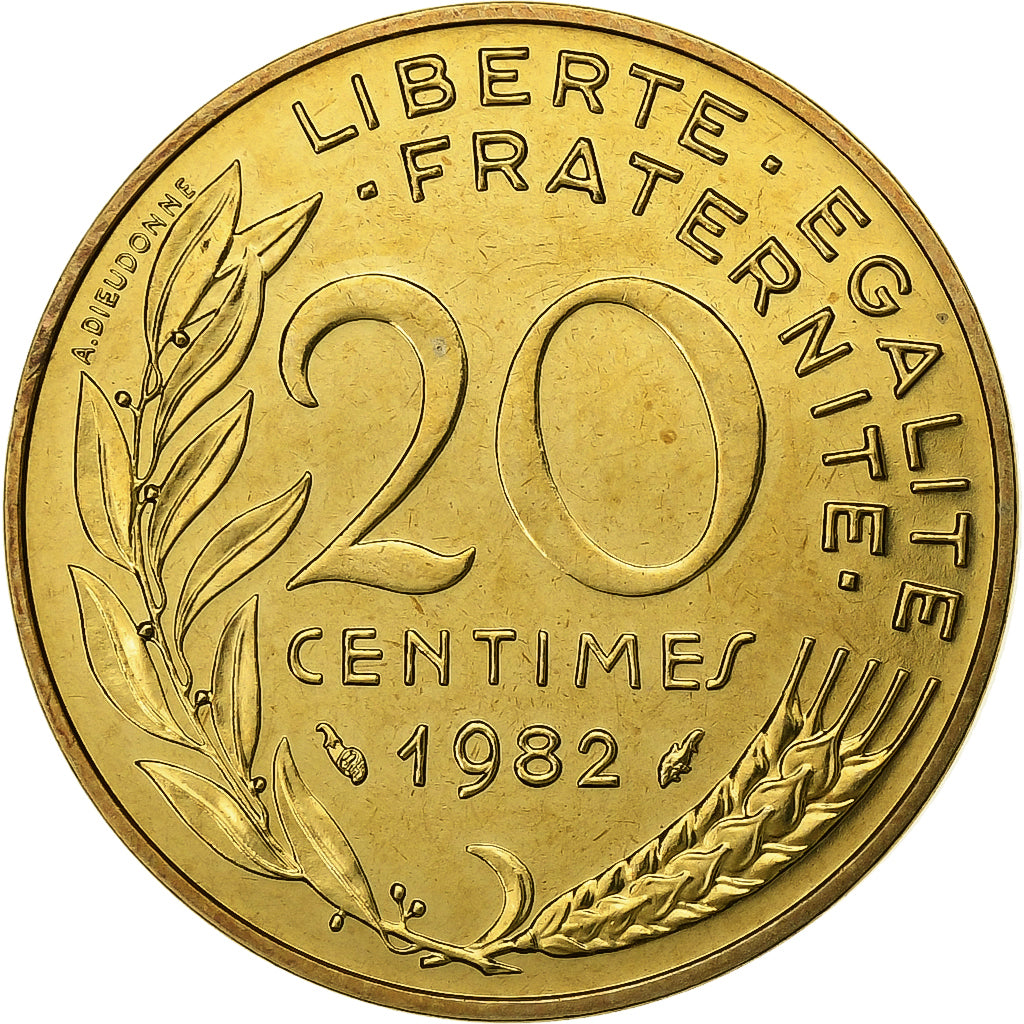 Francia, 20 Centimes, Marianne, 1982, Paris, Alluminio-bronzo, SPL-