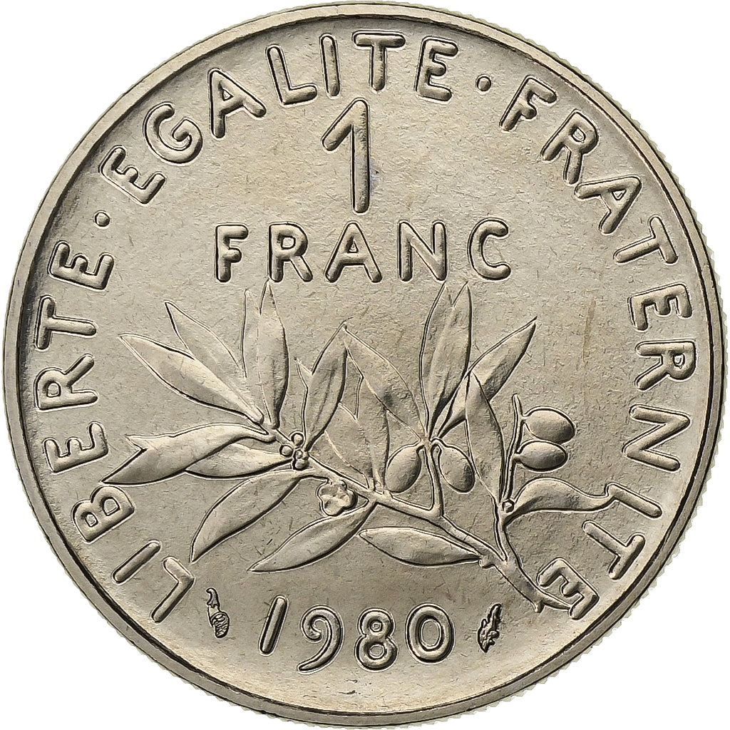 France, Franc, Semeuse, 1980, Paris, Nickel, AU(55-58), Gadoury:474, KM:925.1