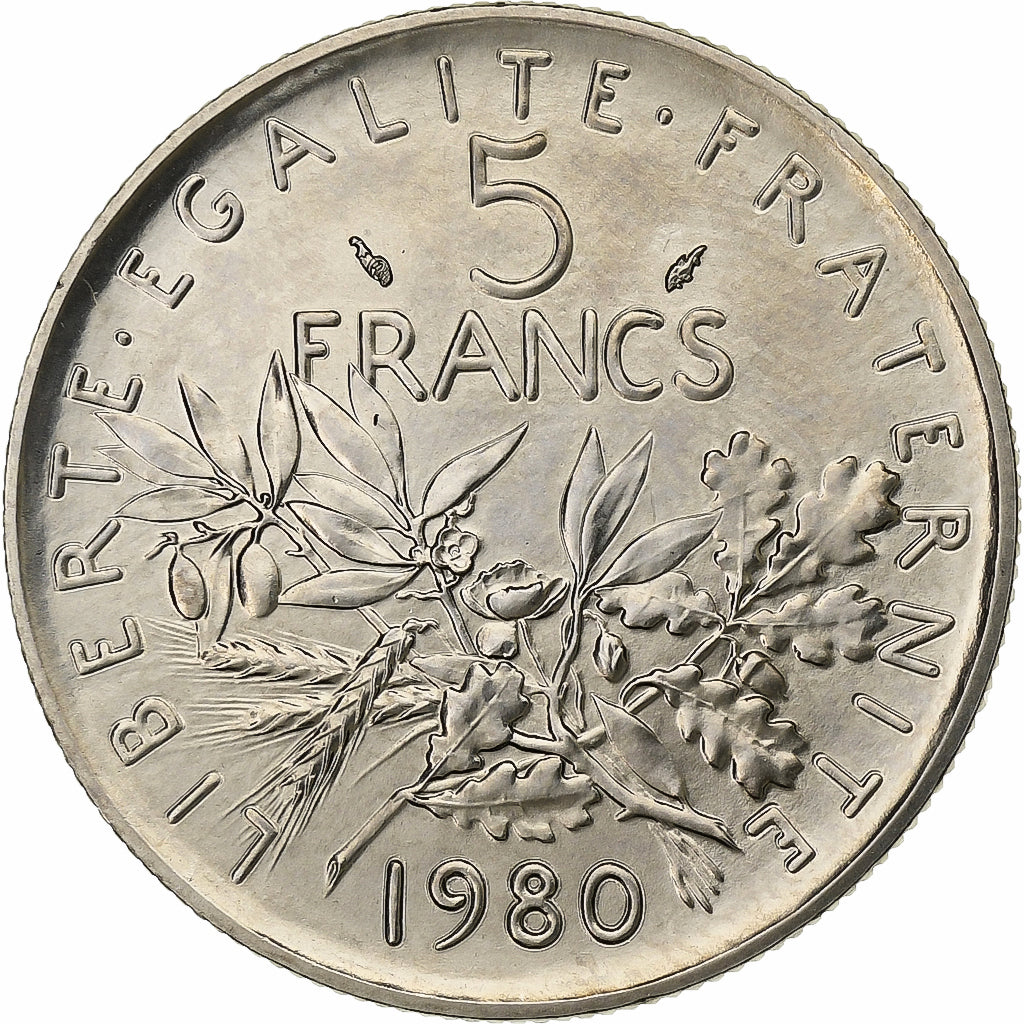 Frankreich, 5 Francs, Semeuse, 1980, Paris, Nickel Clad Copper-Nickel, VZ