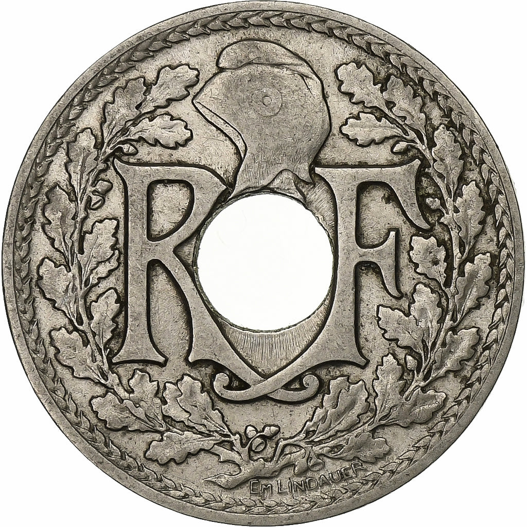 Francia, 25 Centimes, Lindauer, 1915, Paris, Níquel, MBC, Gadoury:379, KM:867