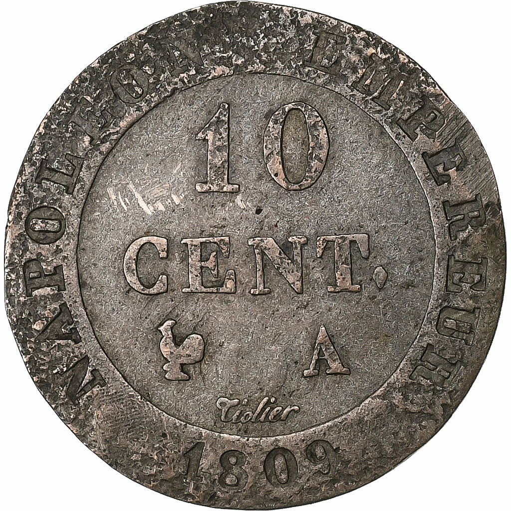 Frankreich, Napoleon I, 10 Centimes, 1809, Paris, Billon, S+, Gadoury:190