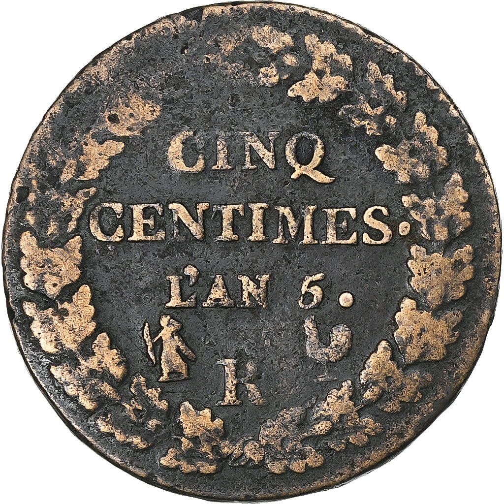 França, 5 Centimes, Dupré, AN 5, Orléans, Bronze, VF(30-35), Gadoury:126