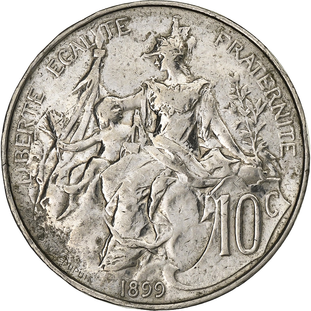 Francia, 10 Centimes, Dupuis, 1899, Paris, Argenté, Bronzo, BB+, Gadoury:277