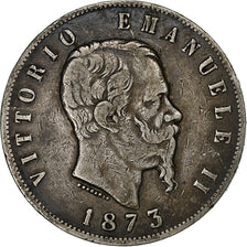 Italy, Vittorio Emanuele II, 5 Lire, 1873, Milan, Silver, VF(30-35), KM:8.3