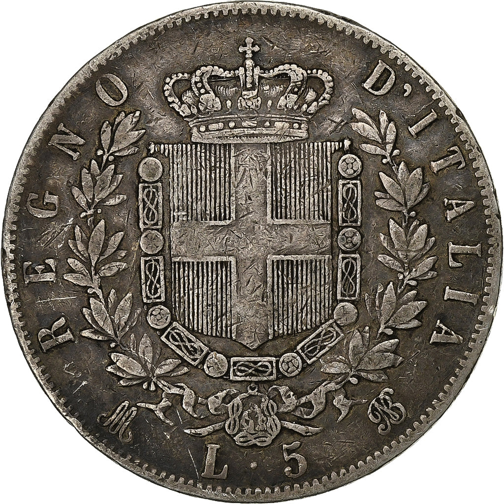 Italy, Vittorio Emanuele II, 5 Lire, 1873, Milan, Silver, VF(30-35), KM:8.3