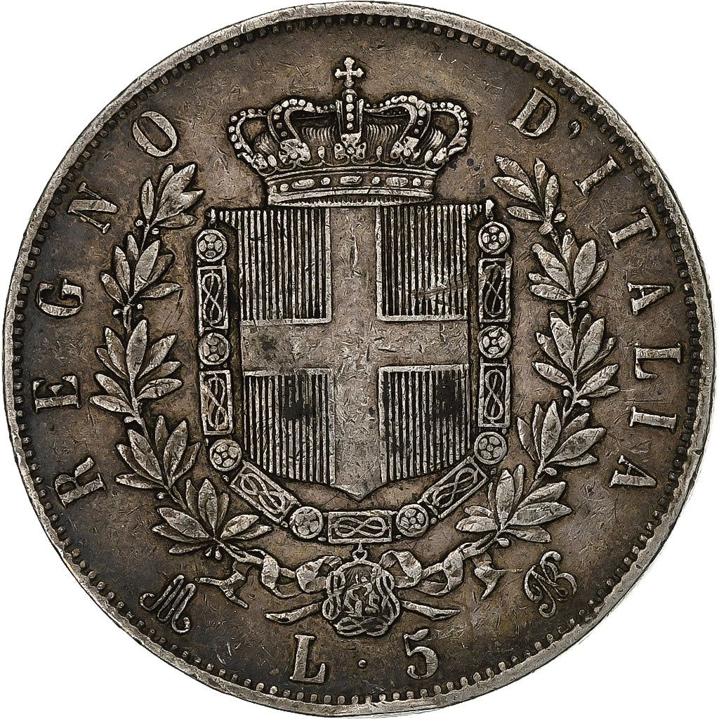 Italie, Vittorio Emanuele II, 5 Lire, 1874, Milan, Argent, TTB, KM:8.3