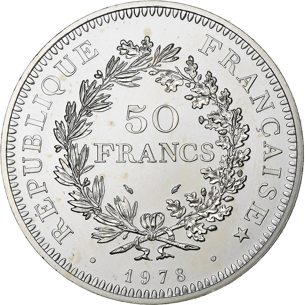 France, 50 Francs, Hercule, 1978, Paris, Silver, MS(63), Gadoury:882, KM:941.1