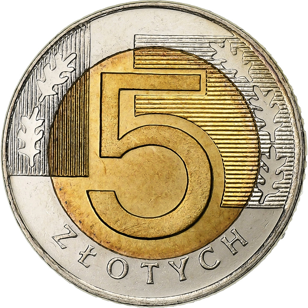Polonia, 5 Zlotych, 1996, Warsaw, Bimetálico, EBC, KM:284