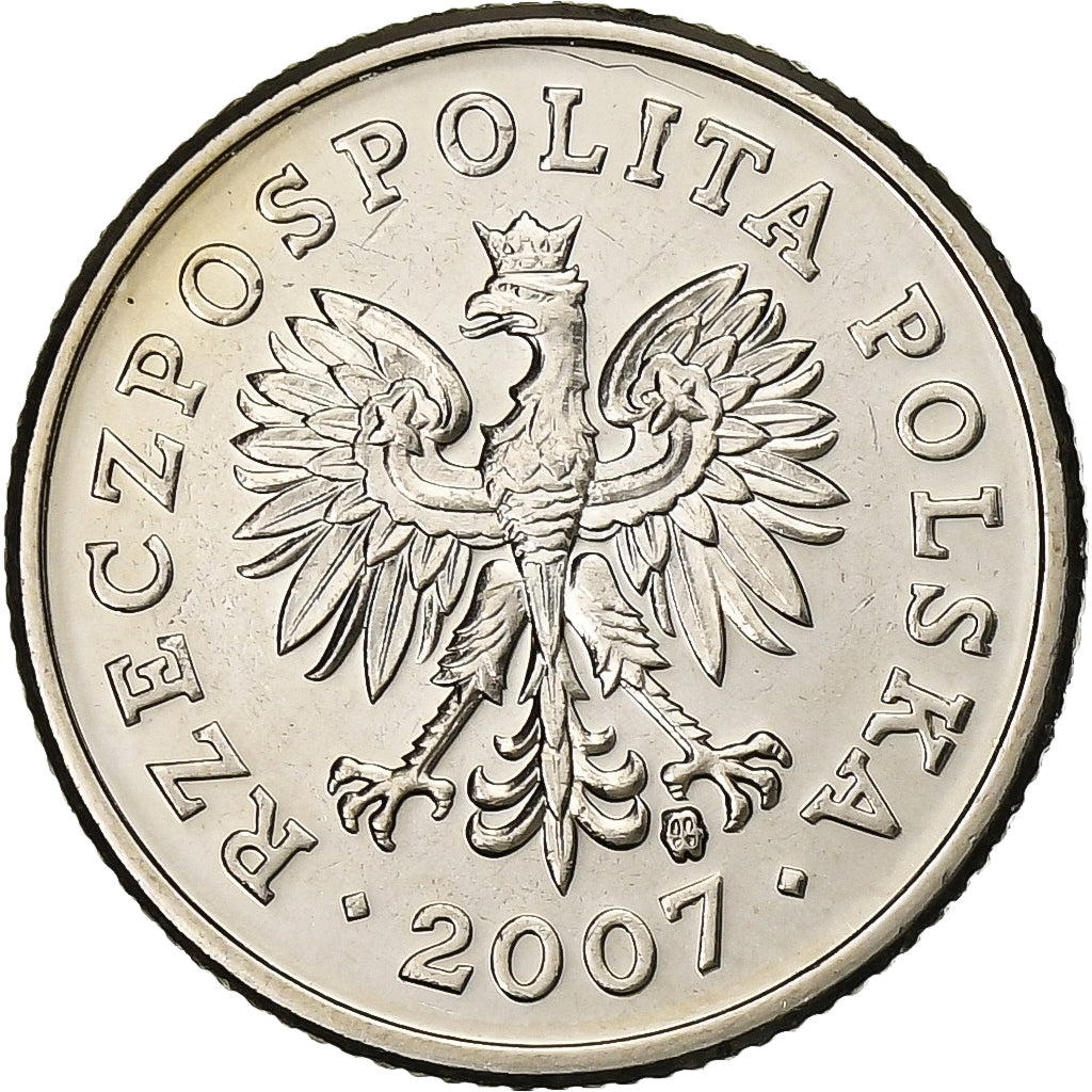 Poland, 20 Groszy, 2007, Warsaw, Copper-nickel, AU(55-58), KM:280