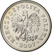 Poland, 20 Groszy, 2007, Warsaw, Copper-nickel, AU(55-58), KM:280