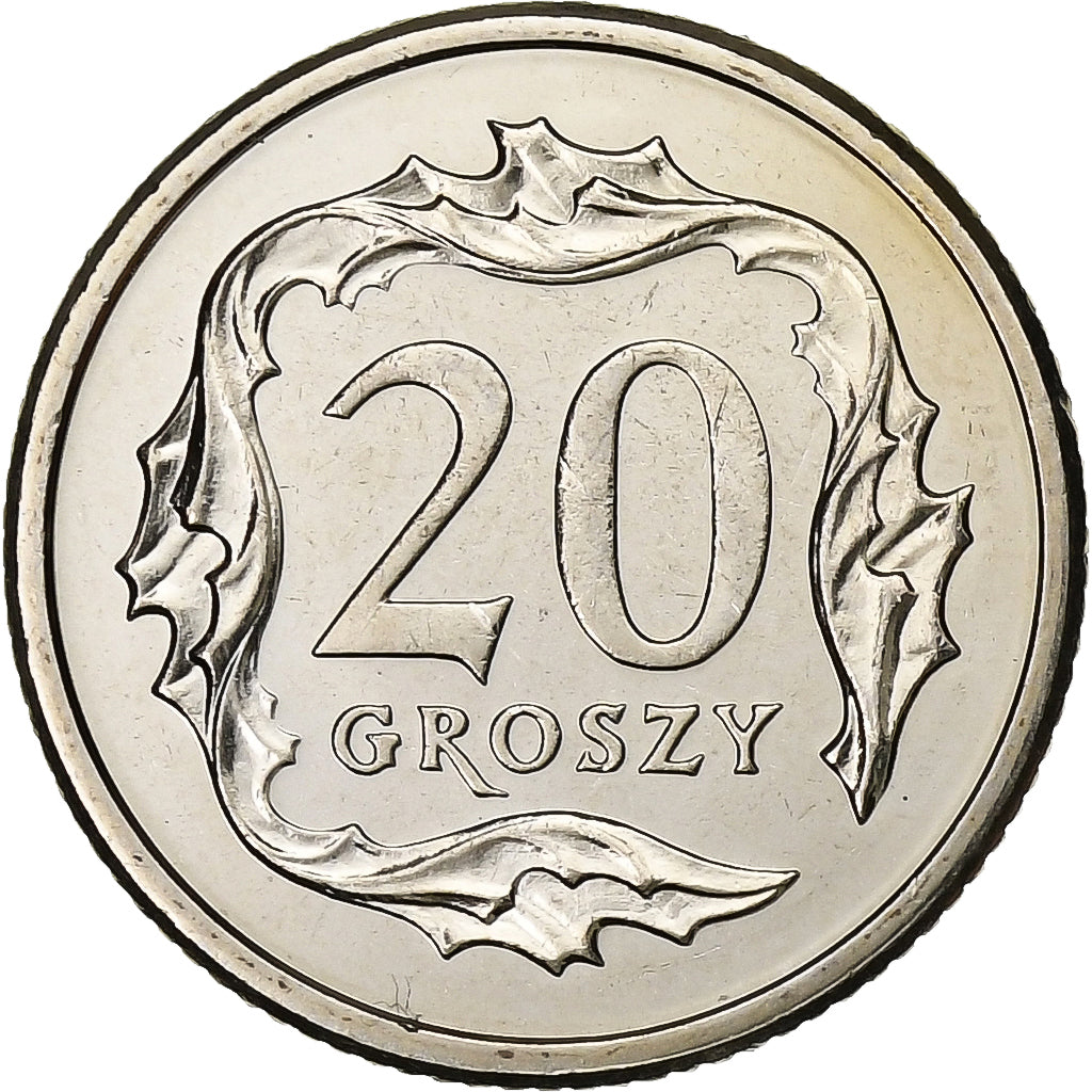 Poland, 20 Groszy, 2007, Warsaw, Copper-nickel, AU(55-58), KM:280