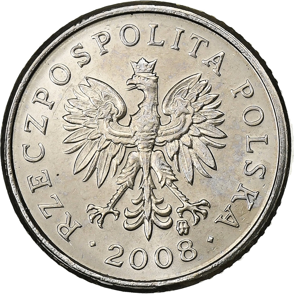 Poland, 10 Groszy, 2008, Warsaw, Copper-nickel, AU(55-58), KM:279