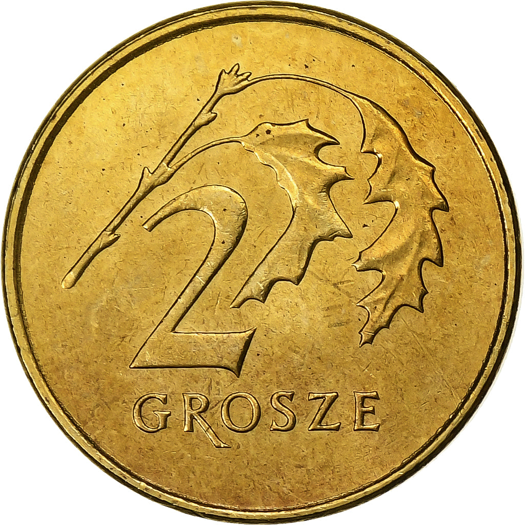 Poland, 2 Grosze, 2008, Warsaw, Brass, AU(55-58), KM:277