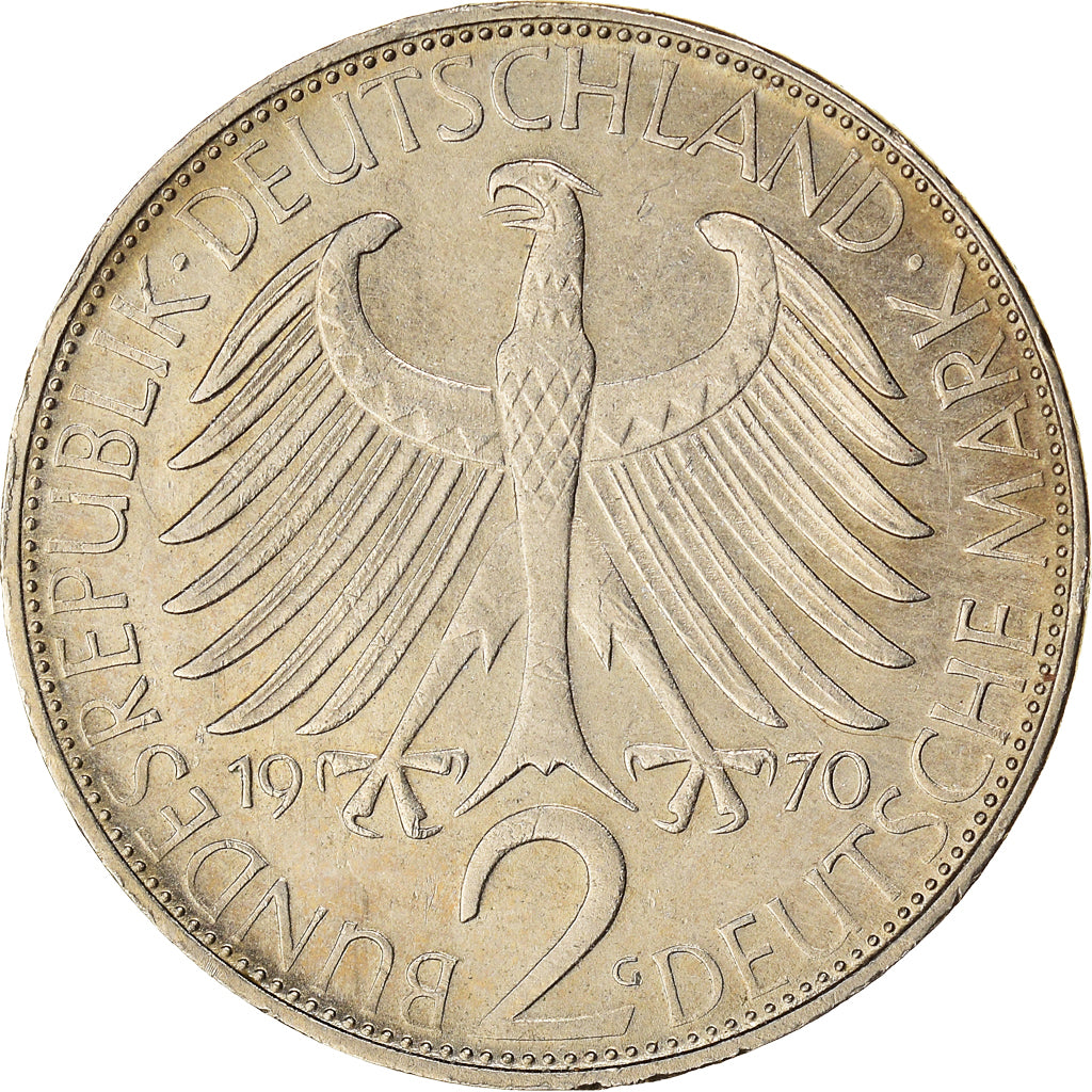 Coin, GERMANY - FEDERAL REPUBLIC, 2 Mark, 1970, Karlsruhe, EF(40-45)
