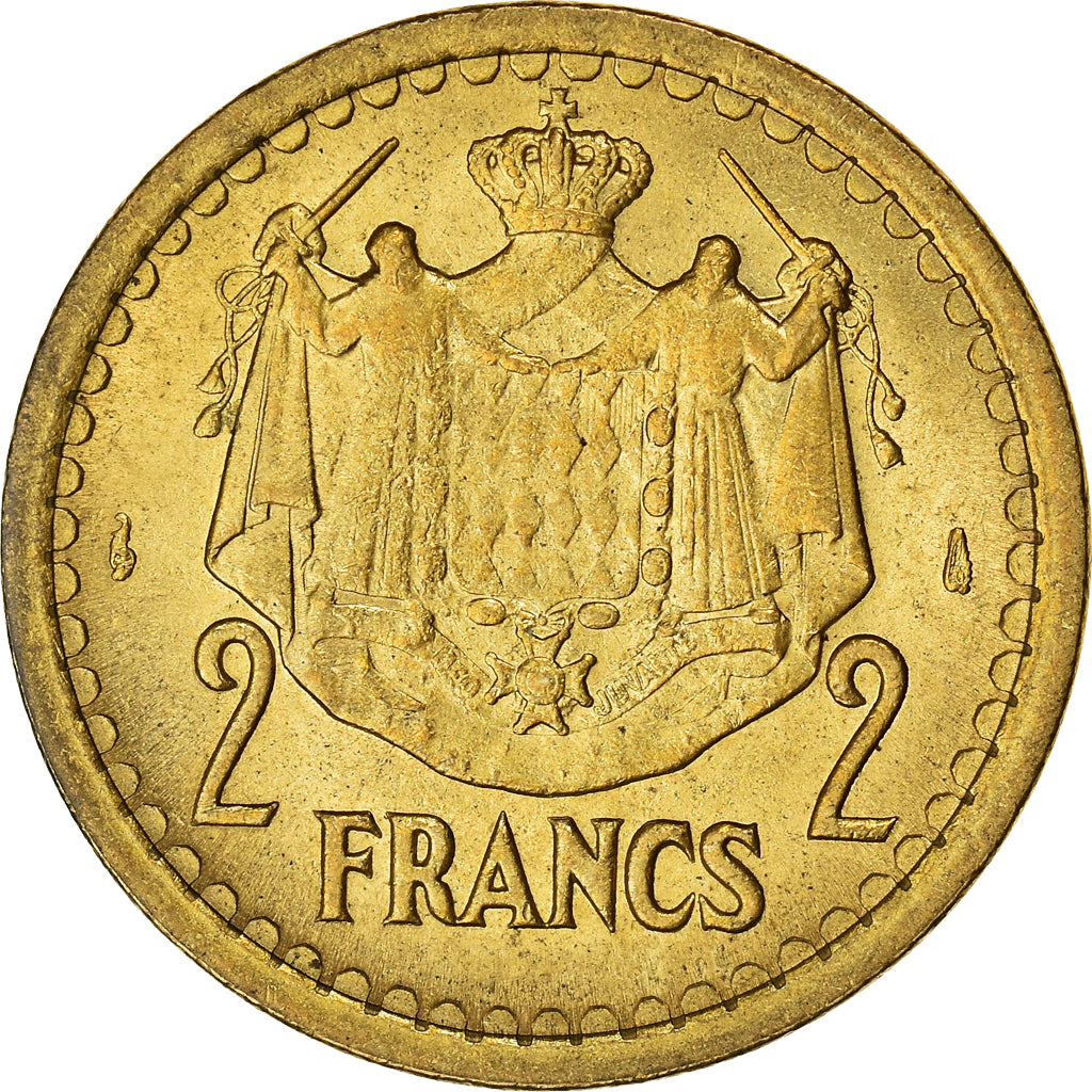 Münze, Monaco, 2 Francs, 1943, Paris, SS+, Cupro-Aluminium, Gadoury:134
