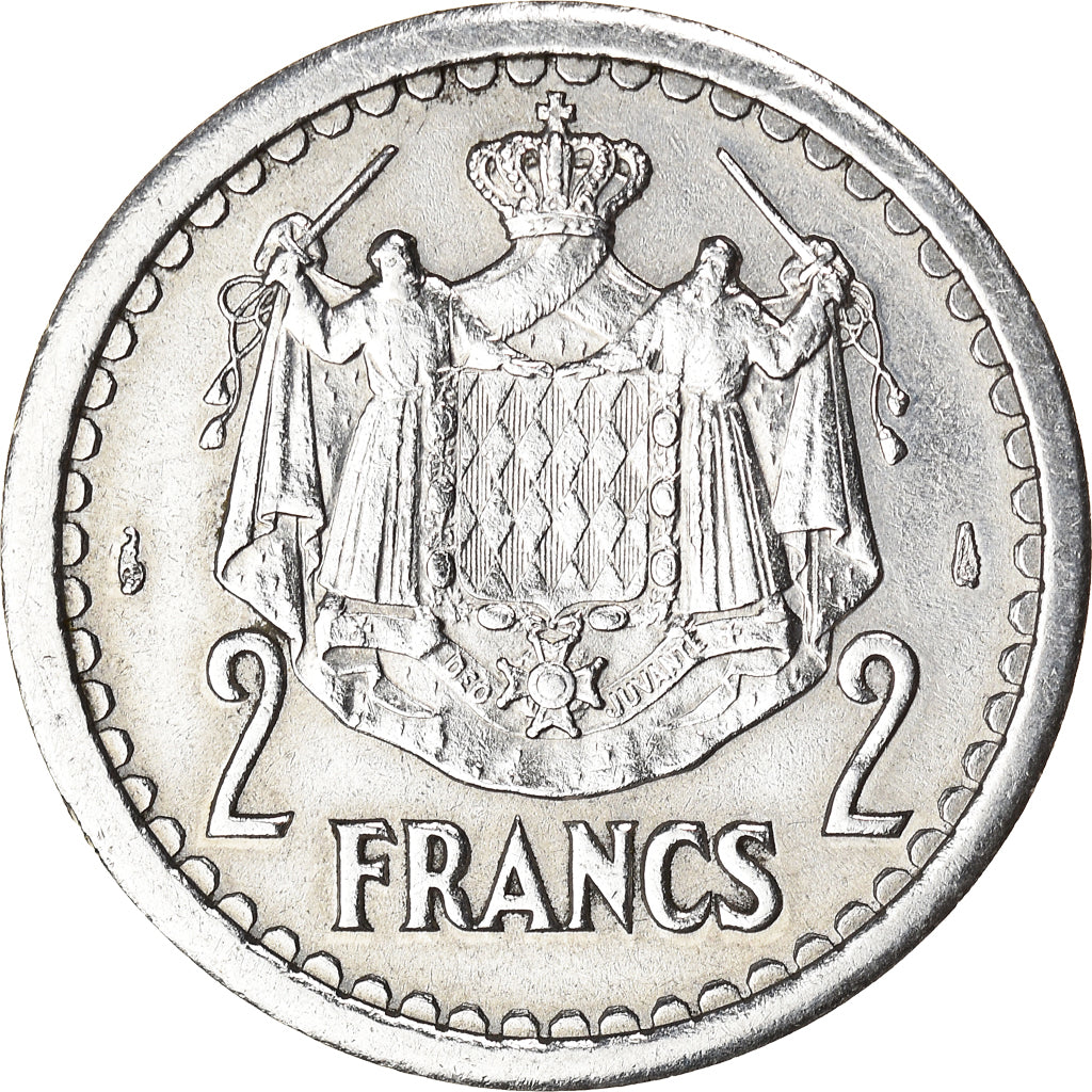 Munten, Monaco, Louis II, 2 Francs, 1943, ZF+, Aluminium, KM:121, Gadoury:MC 133