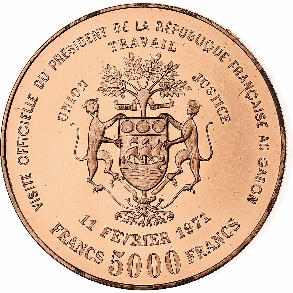 Gabon, 5000 Francs, Georges Pompidou, 1971, Paris, Pattern