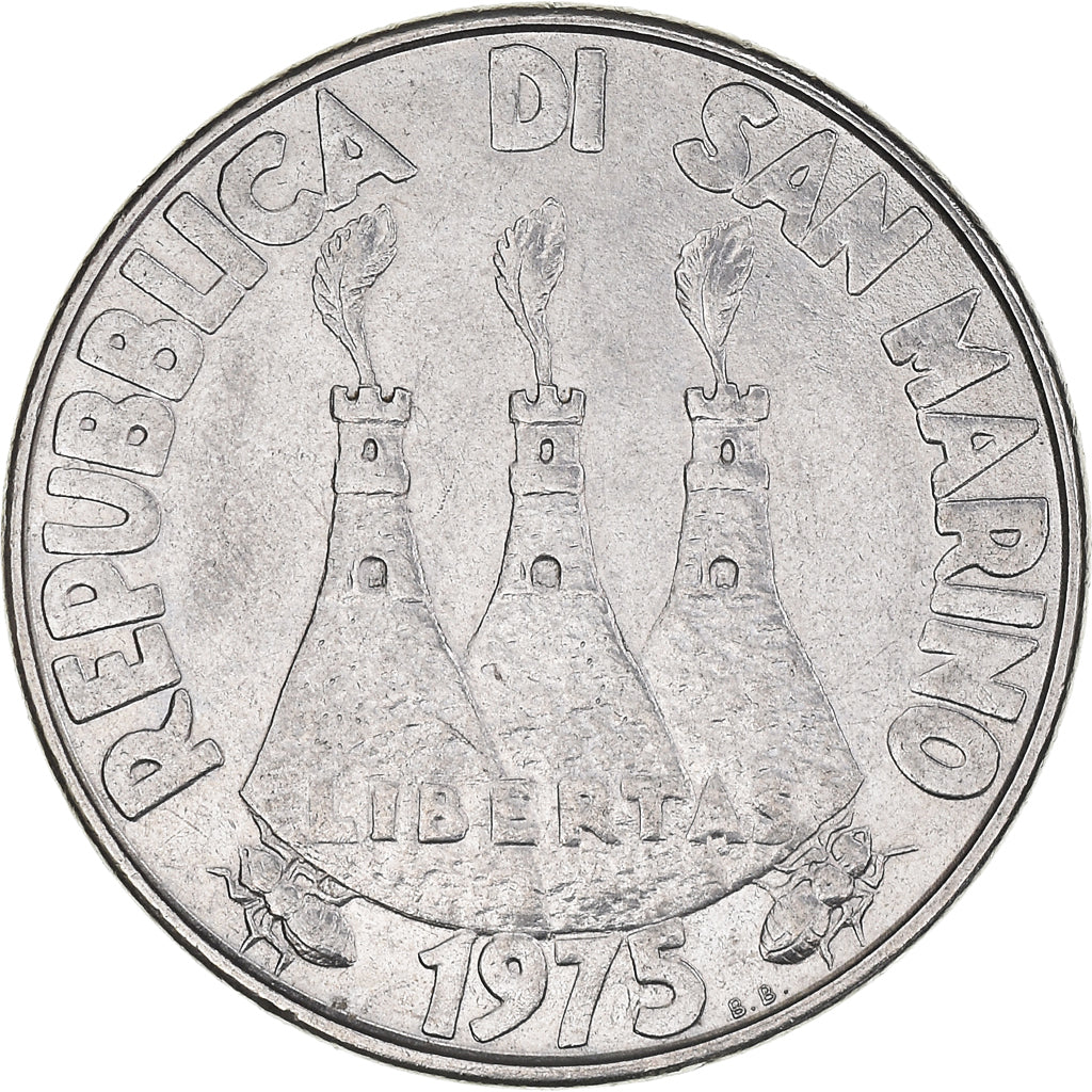 Moneda, San Marino, 100 Lire, 1975, BC+, Acero, KM:46