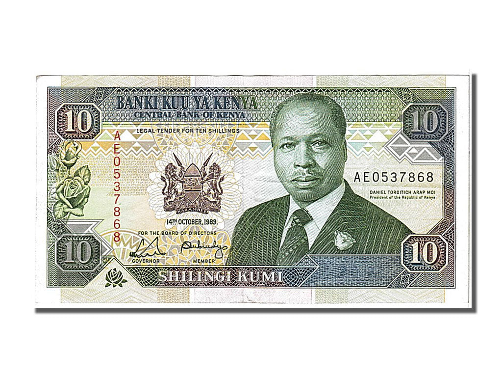 Banknote, Kenya, 10 Shillings, 1989, 1989-10-14, UNC(60-62)