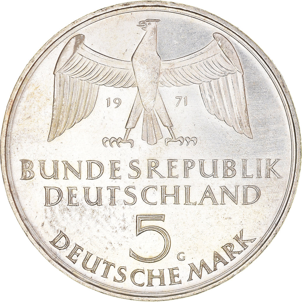 Coin, GERMANY - FEDERAL REPUBLIC, 5 Mark, 1971, Karlsruhe, Germany, EF(40-45)
