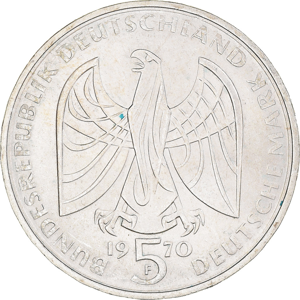 Coin, GERMANY - FEDERAL REPUBLIC, 5 Mark, 1970, Stuttgart, Germany, MS(63)