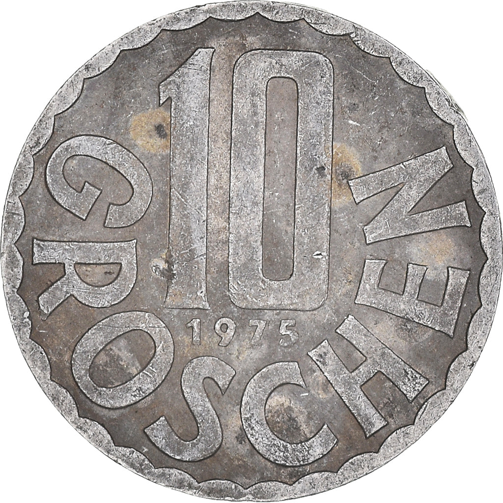 Münze, Österreich, 10 Groschen, 1975, Vienna, S+, Aluminium, KM:2878