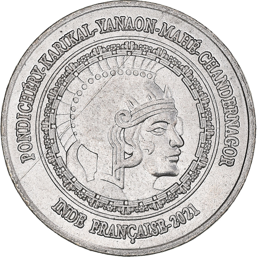 Moneda, INDIA FRANCESA, 2 Annas, 2021, Pondichery, SC, Cobre - níquel, KM:New