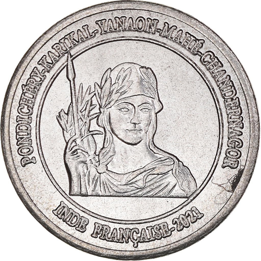 Munten, INDIA-FRANS, 1/2 Anna, 2021, Pondichery, UNC-, Cupro-nikkel, KM:New