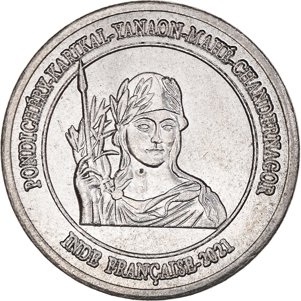 Munten, INDIA-FRANS, 1/2 Anna, 2021, Pondichery, UNC-, Cupro-nikkel, KM:New