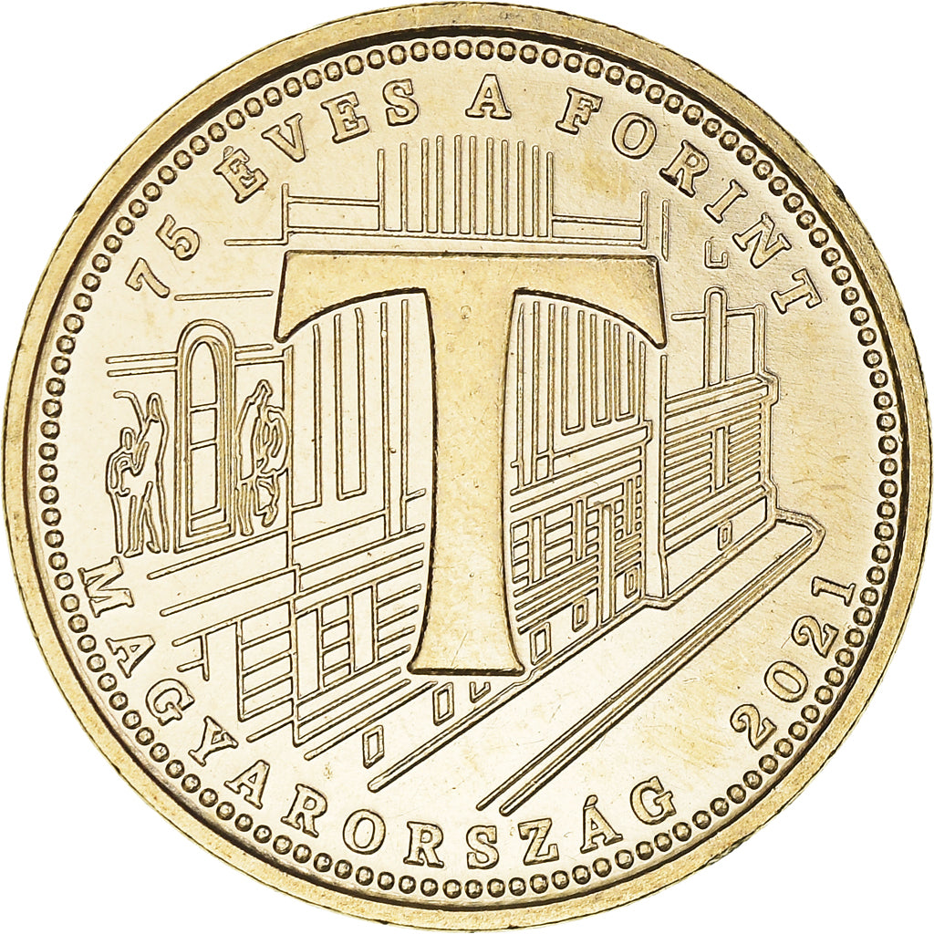 Moeda, Hungria, 75e anniversaire - Forint, 5 Forint, 2021, T., MS(63), laiton