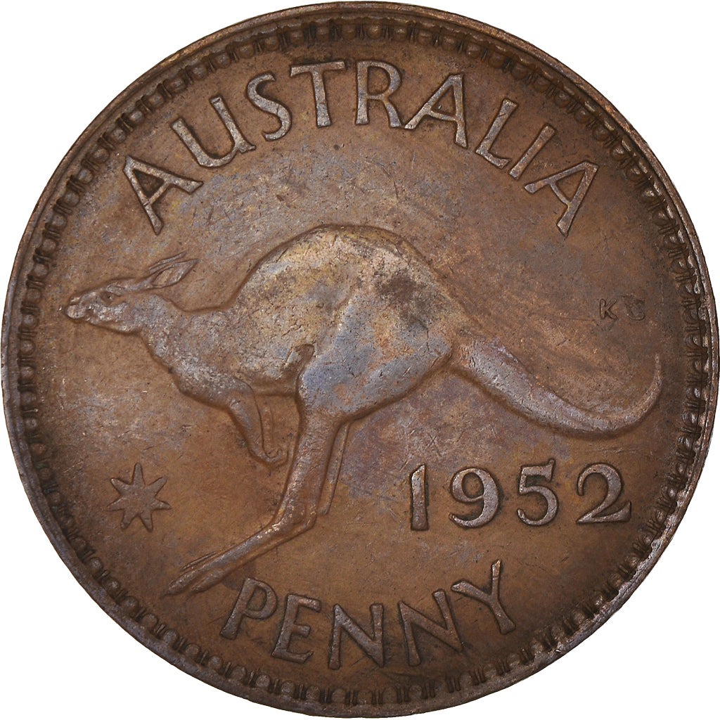 Moneta, Australia, George VI, Penny, 1952, VF(20-25), Brązowy, KM:43