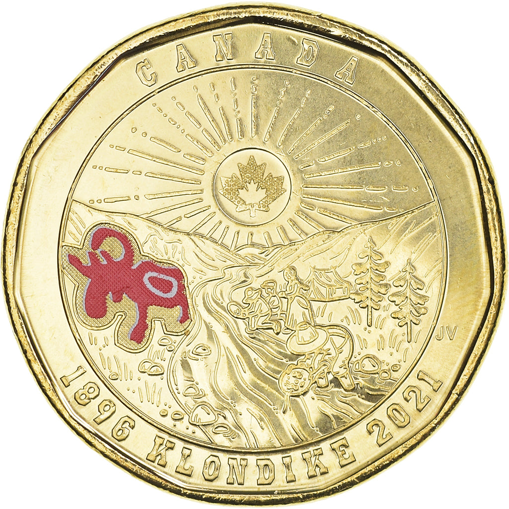 Coin, Canada, 125e anniversaire de la ruée vers l'or du Klondike, Dollar, 2021