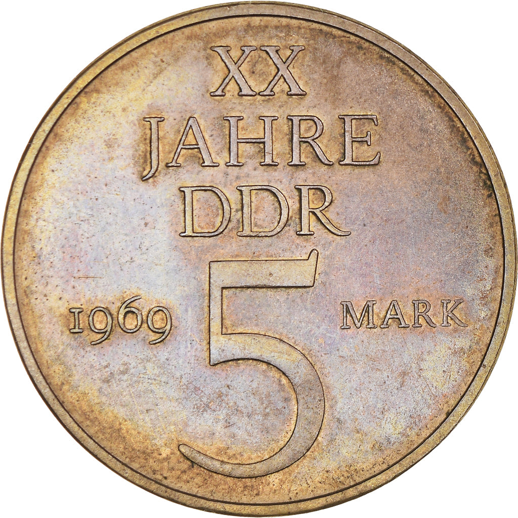 Moneta, NIEMCY - NRD, 5 Mark, 1969, Berlin, VF(30-35), Nikiel-Brąz, KM:22.1