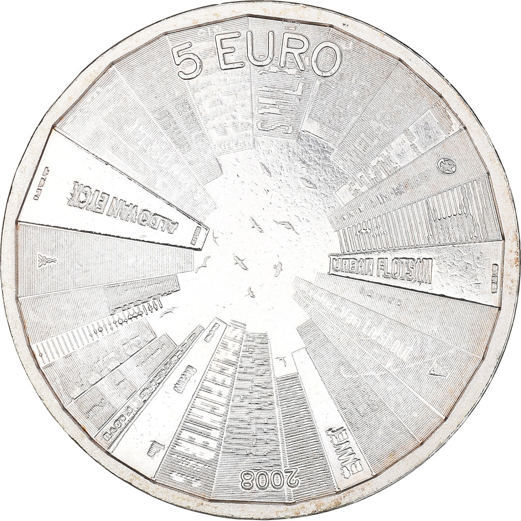 Netherlands, 5 Euro, 2008, Utrecht, AU(50-53), Silver Plated Copper, KM:279a