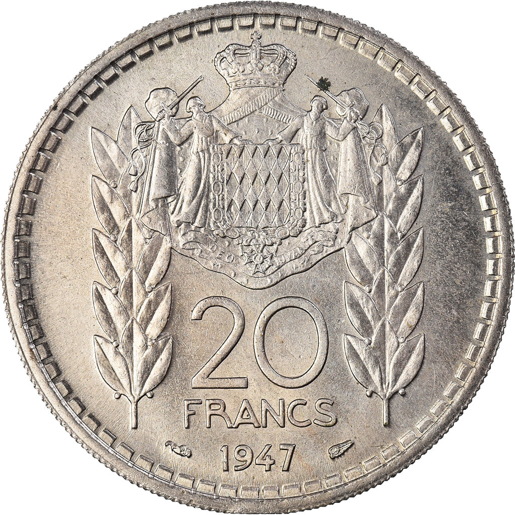 Moneta, Monaco, Louis II, 20 Francs, Vingt, 1947, SPL-, Rame-nichel, KM:124