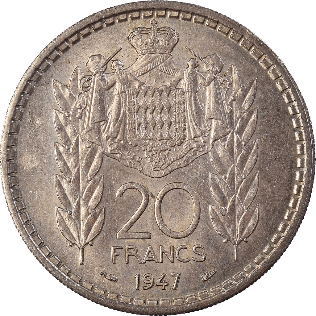 Moneta, Monaco, Louis II, 20 Francs, Vingt, 1947, EF(40-45), Miedź-Nikiel
