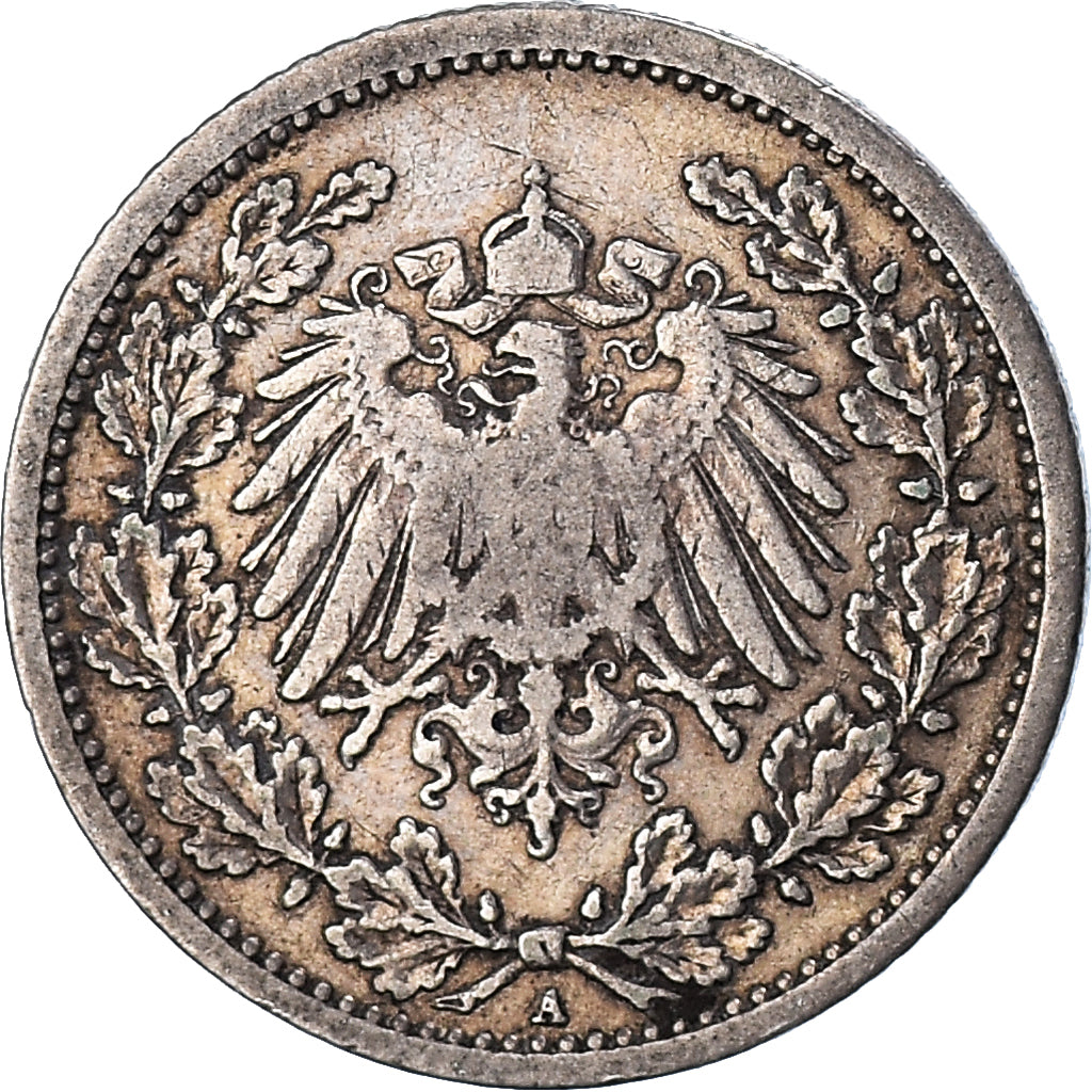 Coin, GERMANY - EMPIRE, 1/2 Mark, 1907, Berlin, VF(30-35), Silver, KM:17