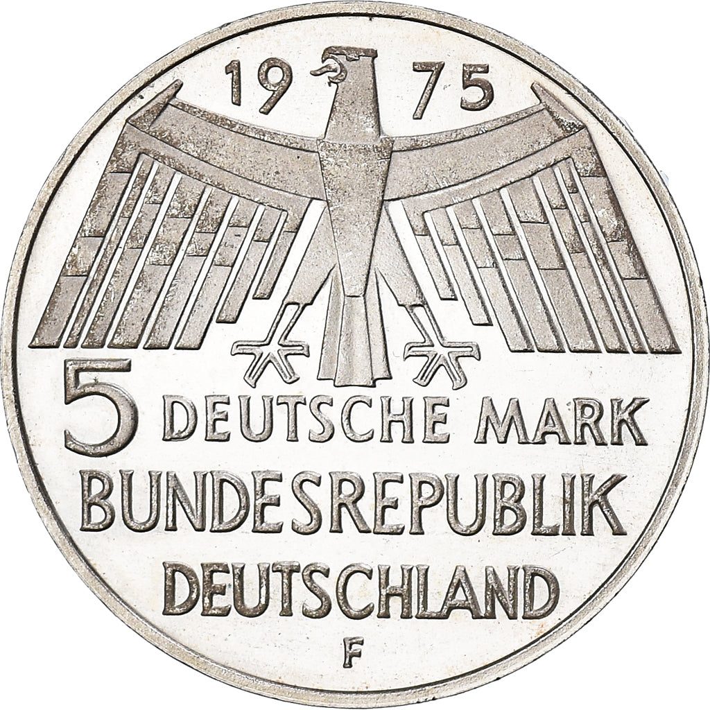 Coin, GERMANY - FEDERAL REPUBLIC, 5 Mark, 1975, Stuttgart, Germany, BE