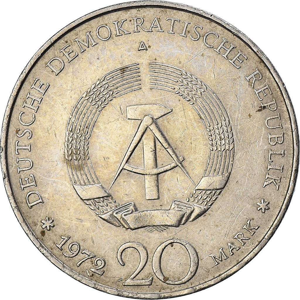 Munten, DUITSE DEMOCRATISCHE REPUBLIEK, 20 Mark, 1972, Berlin, ZF, Cupro-nikkel