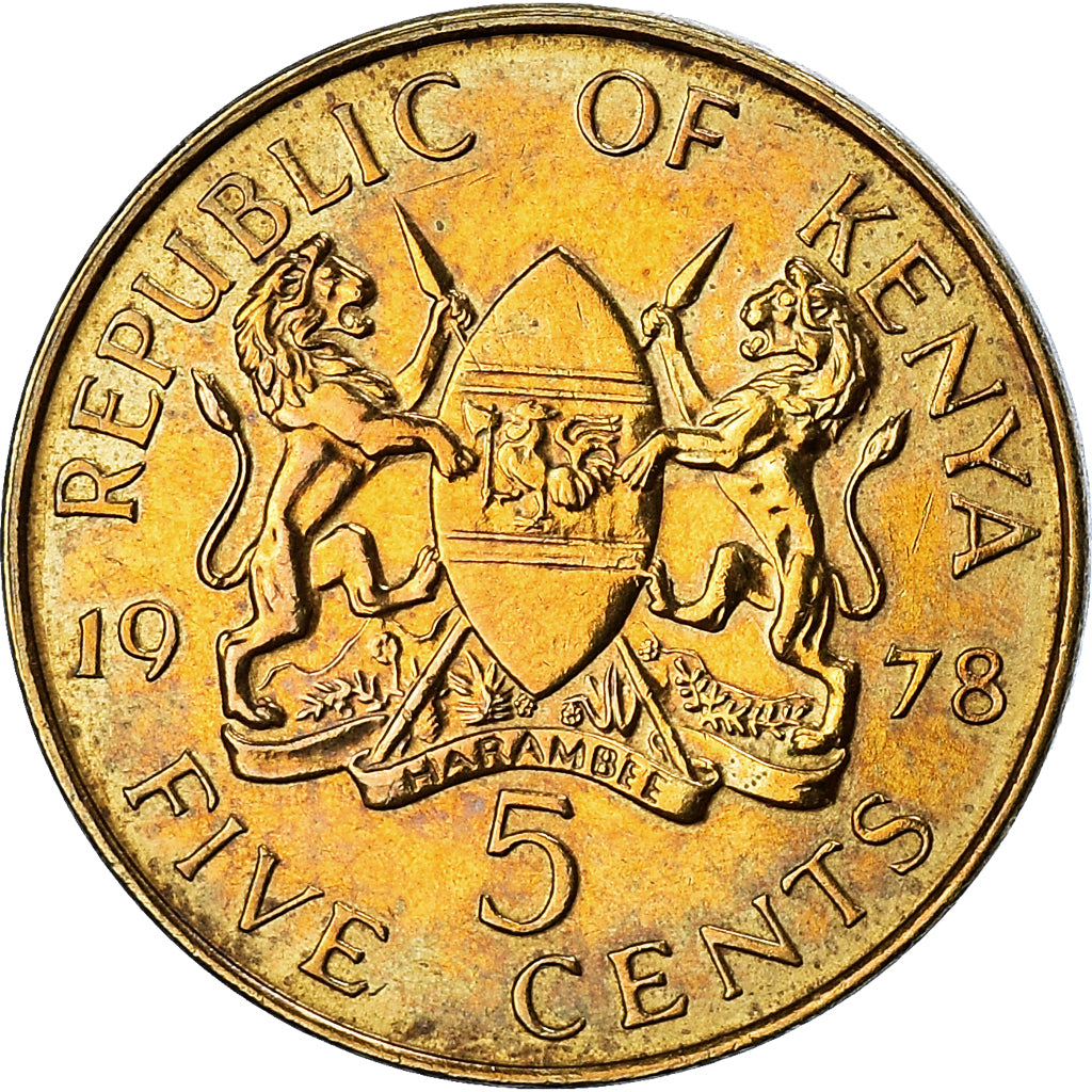 Moneda, Kenia, 5 Cents, 1978, MBC, Níquel - latón, KM:10