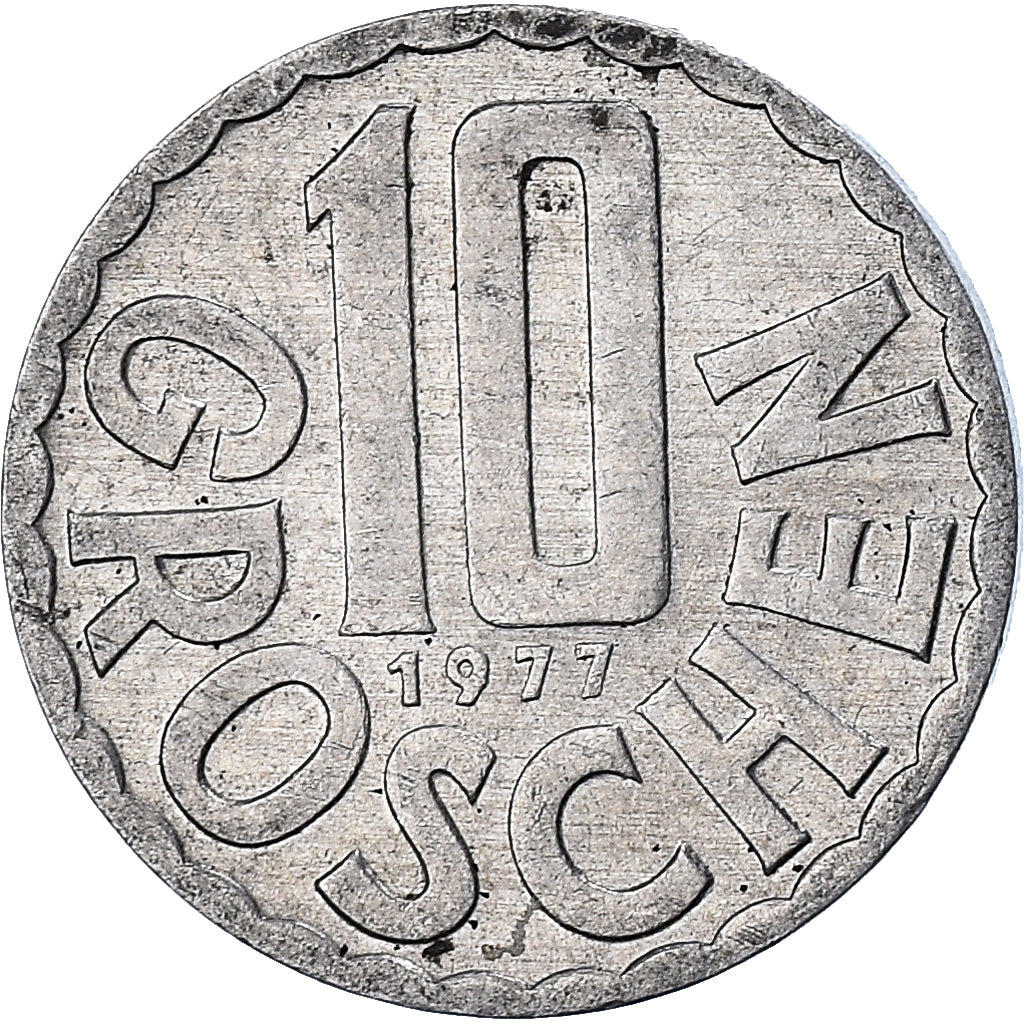 Münze, Österreich, 10 Groschen, 1977, Vienna, UNZ, Aluminium, KM:2878