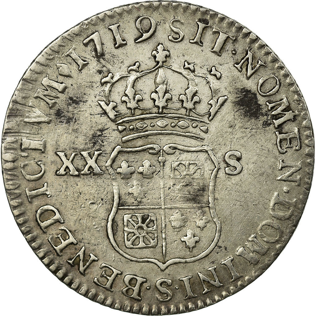 Moneta, Francja, Louis XV, 1/6 Écu (XX – S) de France-Navarre, 20 Sols, 1/6