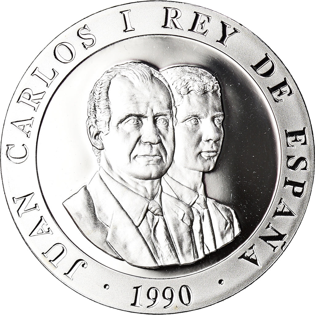 Moeda, Espanha, Juan Carlos I, 2000 Pesetas, 1990, Madrid, BE, MS(65-70), Prata